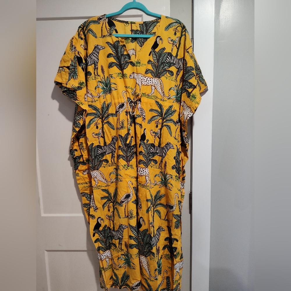 Yellow Animal Print Kaftan